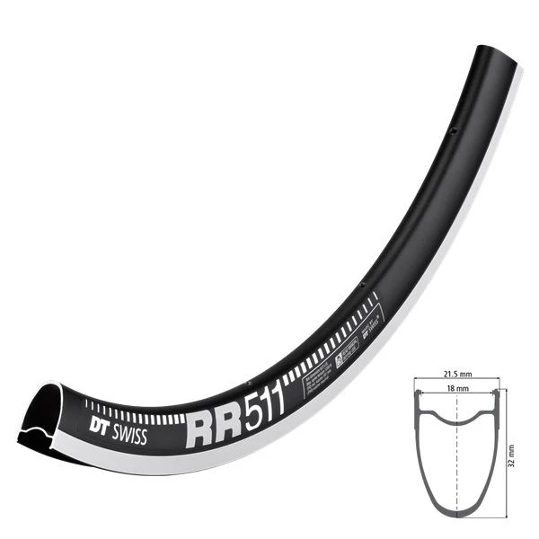 Dt-swiss DT Swiss RR 511 Felge 700c Schwarz 24H (nur Möglich Mit DT Squorx Nippeln) 1 Dt-swiss DT Swiss RR 511 Felge 700c Schwarz 24H (nur Möglich Mit DT Squorx Nippeln)